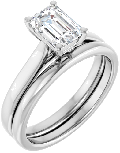 Sužadėtuvių Žiedas „Solitaire“ 585 Baltojo Aukso Emerald 7mm x 5mm (6)