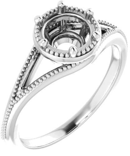 14K White 6.5 mm Round Solitaire Engagement Ring Mounting (1)