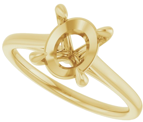 18K Yellow  9x7 mm Oval Solitaire Engagement Ring Mounting (5)