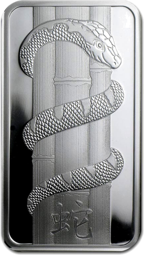 2013 Gyvatės metai 1 oz Investicinio sidabro luitas Lunar PAMP (3)