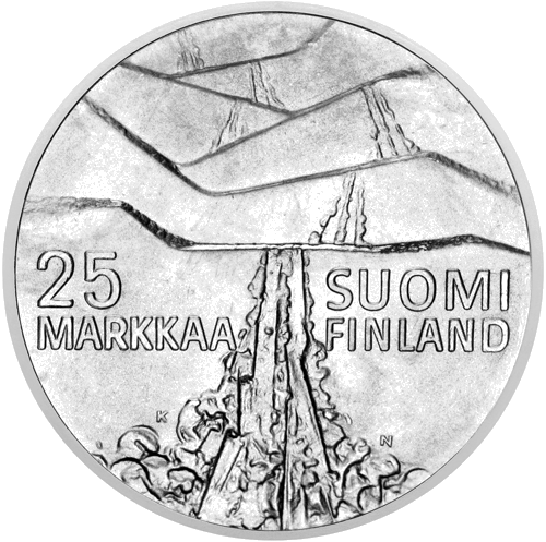 25 Markkaa LAHTI Ski Championships 1978 Finland Silver Coin (2)