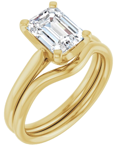 14K Yellow 8x6 mm Emerald Solitaire Engagement Ring Mounting (6)