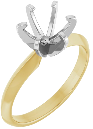 14K Yellow White 7.4 mm Round Solitaire Engagement Ring Mounting (1)