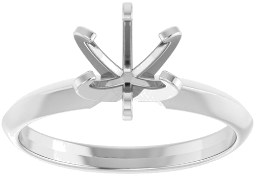 14K White 6.4 mm Round Solitaire Engagement Ring Mounting (3)