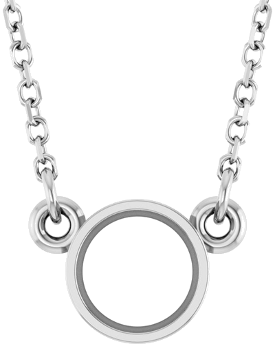 14K White 5.2 mm Round Bezel-Set Solitaire 18  Necklace Mounting (1)