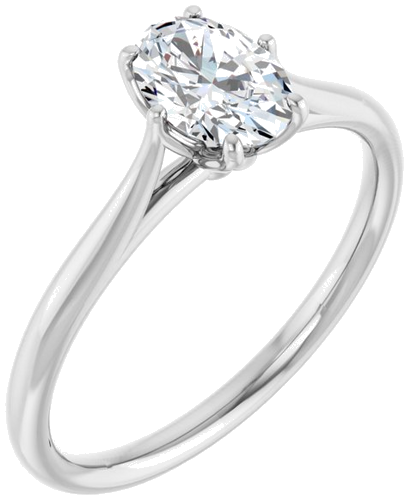 Sužadėtuvių Žiedas „Solitaire“ 585 Baltojo Aukso Oval 7mm x 5mm (6)