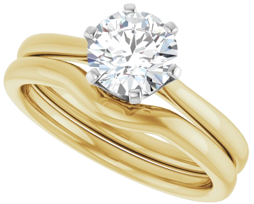 14K Yellow   White 6.5 mm Round Engagement Ring Mounting (10)