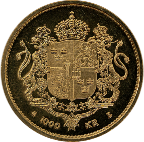 1000 kronor Carl XVI Gustaf 1996 Birth of King Sweden gold coin (2)