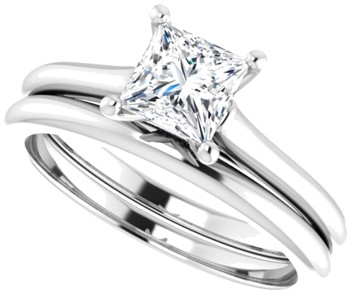 Sužadėtuvių Žiedas „Solitaire“ 585 Baltojo Aukso Square 5mm (10)