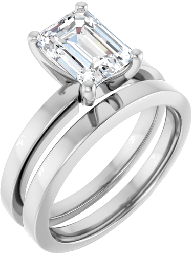 10K White 8x6 mm Emerald Solitaire Engagement Ring Mounting (6)