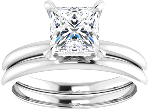 14K White  6x6 mm Square Solitaire Engagement Ring Mounting (8)