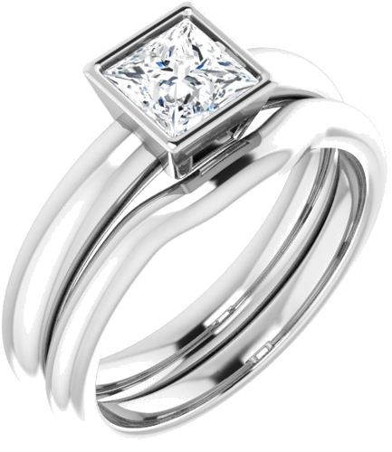 14K White 5 mm Square Engagement Ring Mounting (6)