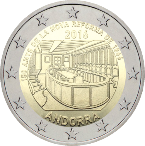 2016 Андорра 150-летие новой реформы монета 2 евро (3)