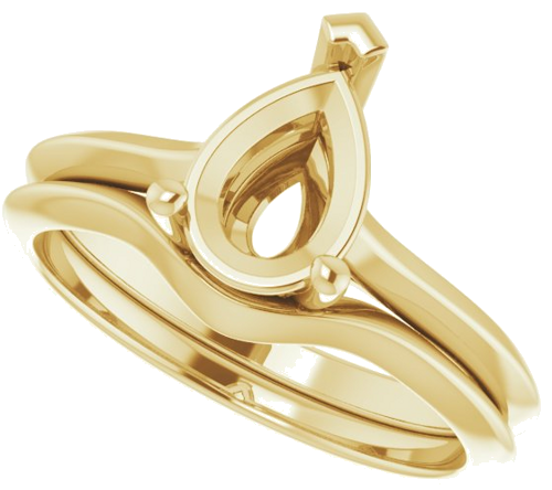 14K Yellow 9x6 mm Pear V-Prong Engagement Ring Mounting (10)