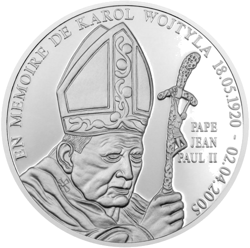 2005 Kongas Jonas Paulius II 10 frankų sidabrinė moneta (1)