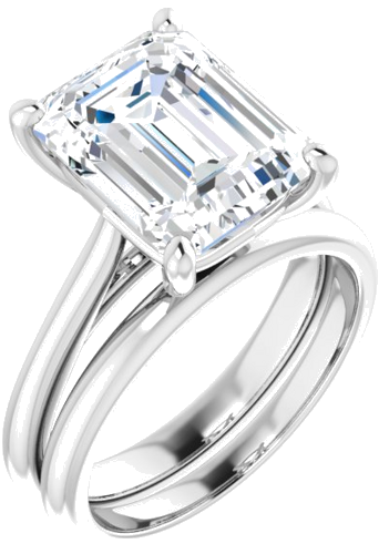 14K White 11x9 mm Emerald Solitaire Engagement Ring Mounting (6)