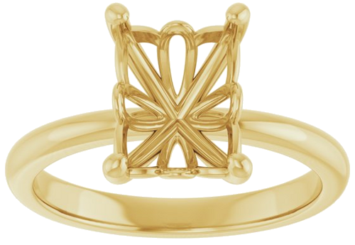 Sužadėtuvių Žiedas „Solitaire“ 585 Geltonojo Aukso Emerald 9mm x 7mm (3)