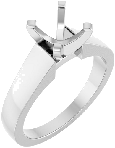 14K White 7.4 mm Round Solitaire Engagement Ring Mounting (1)
