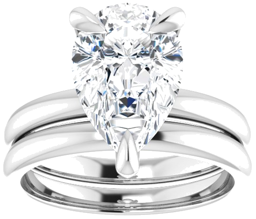 14K White  12x8 mm Pear Solitaire Engagement Ring Mounting (8)