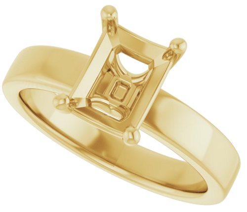 14K Yellow 8x6 mm Emerald Solitaire Engagement Ring Mounting (5)