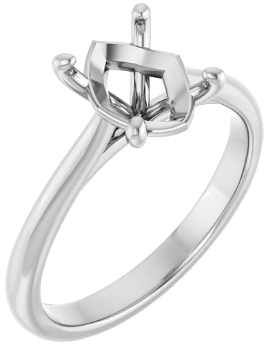 14K White 9x7 mm Oval Solitaire Engagement Ring Mounting (1)