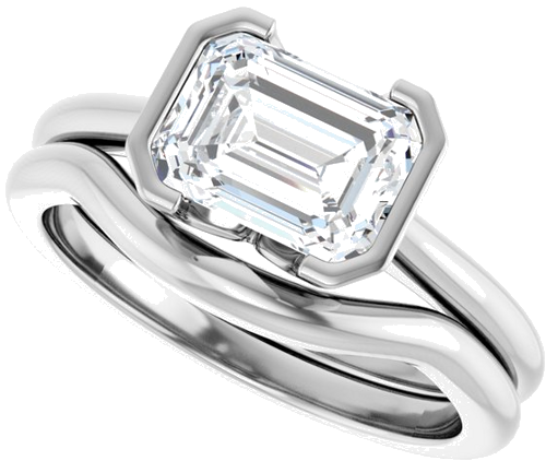 14K White 8x6 mm Emerald Solitaire Engagement Ring Mounting (10)