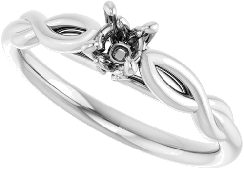 14K White  4.1 mm Round Solitaire Engagement Ring Mounting (5)