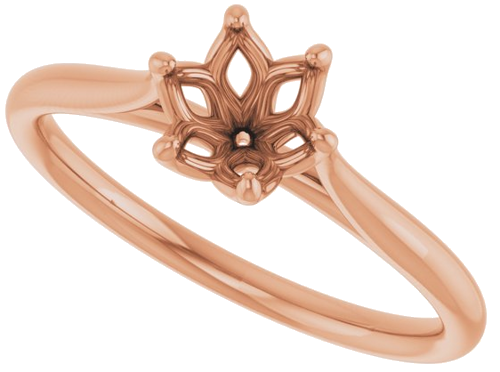 Sužadėtuvių Žiedas „Solitaire“ 585 Rožinis Aukso Round 5.8mm (5)