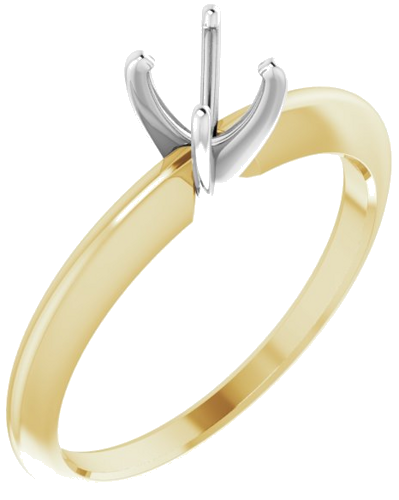 Sužadėtuvių Žiedas „Solitaire“ 585 Baltojo Ir Geltonojo Aukso Round 4.2mm x 4.9mm (1)