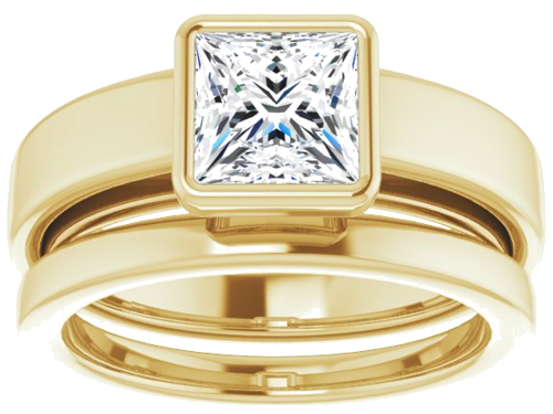 14K Yellow  6 mm Square Solitaire Engagement Ring Mounting (8)
