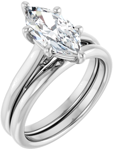 10K White  12x6 mm Marquise Solitaire Engagement Ring Mounting (6)