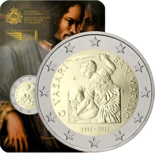 2011 San Marinas Giorgio Vasari 2 eurų moneta (1)