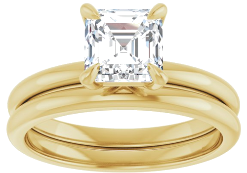 14K Yellow  6x6 mm Asscher Solitaire Engagement Ring Mounting (8)