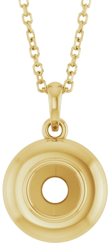 14K Yellow 5 mm Round Bezel-Set Puffy 16-18  Necklace  Mounting (1)