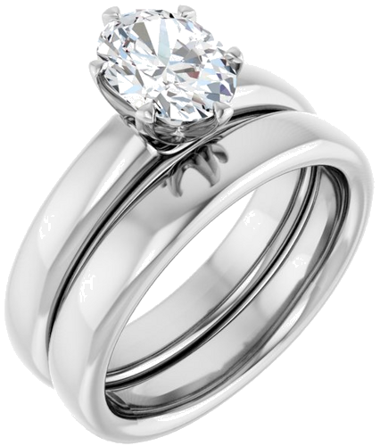 Sužadėtuvių Žiedas „Solitaire“ 585 Baltojo Aukso Oval 8mm x 6mm (6)