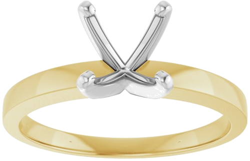 14K Yellow   White 7.3-7.7 mm Round 4-Prong Solitaire Ring Mounting (3)