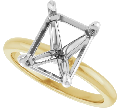 Sužadėtuvių Žiedas 585 Baltojo Ir Geltonojo Aukso Emerald 10mm x 8mm (5)