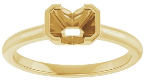 Sužadėtuvių Žiedas „Half Bezel Solitaire“ 585 Geltonojo Aukso Emerald 6mm x 4mm (3)