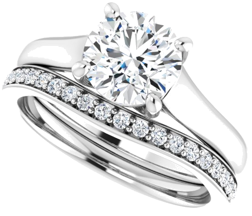 Sužadėtuvių Žiedas „Solitaire“ 585 Baltojo Aukso Round 7mm (10)