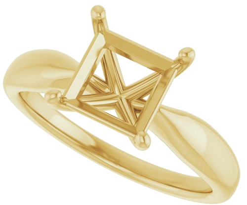 14K Yellow  7 mm Square Solitaire Engagement Ring Mounting (5)