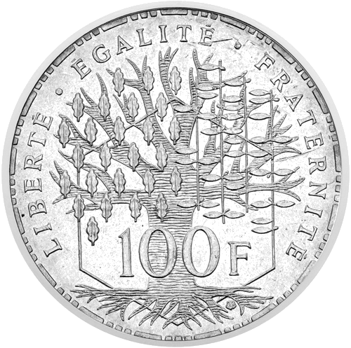 100 frankų Panteonas (1982–2001) Prancūzija sidabrinė moneta (2)