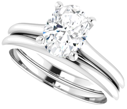 14K White 8x6 mm Oval Solitaire Engagement Ring Mounting (10)