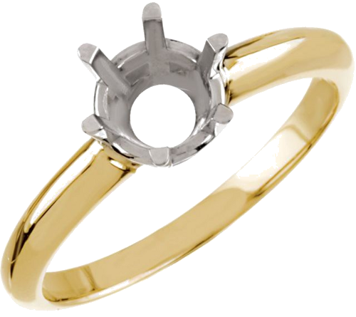 14K Yellow   White 6.5 mm Round Engagement Ring Mounting (1)