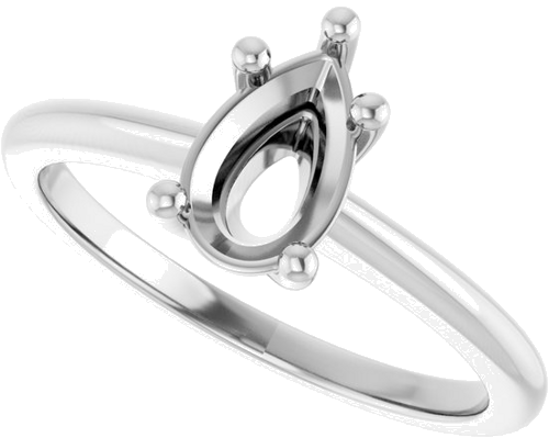 10K White 8x5 mm Pear Solitaire Engagement Ring Mounting (4)