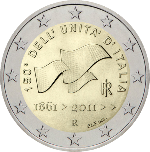 2011 Италия 150-летие объединения монета 2 евро (1)