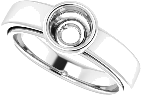 Sužadėtuvių Žiedas „Bezel-Set Solitaire“ 585 Baltojo Aukso Round 5.8mm (5)