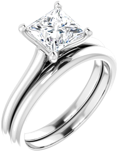 Sužadėtuvių Žiedas „Solitaire“ 585 Baltojo Aukso Square 6mm (6)