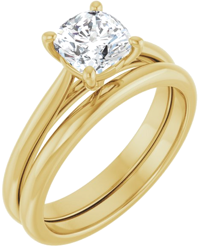 14K Yellow 6 mm Cushion Solitaire Engagement Ring Mounting (6)
