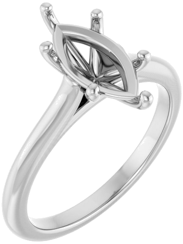 14K White 12x6 mm Marquise Solitaire Engagement Ring Mounting (1)