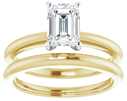 14K Yellow   White  7x5 mm Emerald Solitaire Engagement Ring Mounting (8)